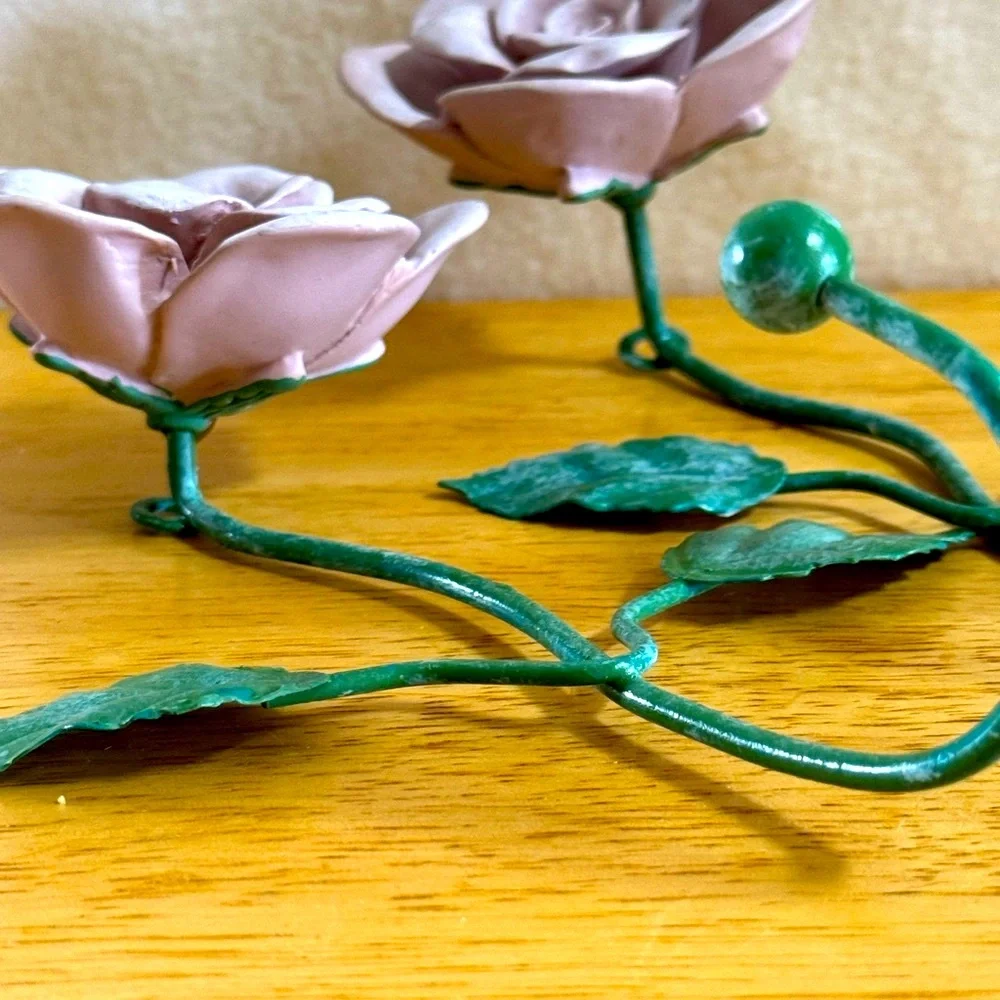 Pink Floral Hanging Wall Hooks Farmhouse Home Decor Set of 2 ~ 7” length 🌸
